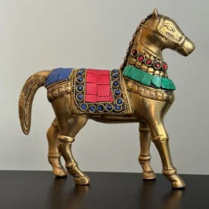 Horse figurine with stone work 5.7"