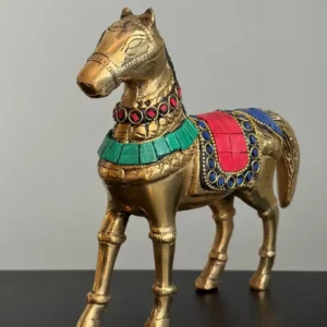 Horse figurine with stone work 5.7"