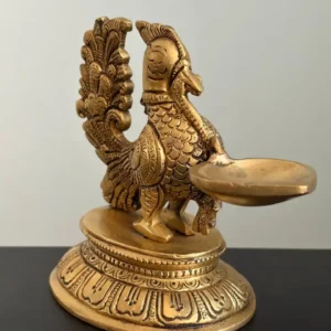 Annapakshi figurine with single diya on oval platform 4.5"