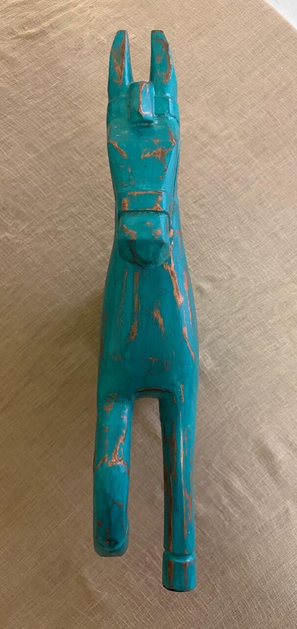 Rustic wooden half horse sculpture wall decor (Blue) 16inch - Image 7
