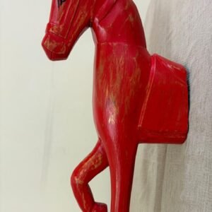 Rustic wooden half horse sculpture wall decor (Red) 16inch