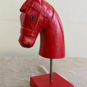 Wooden horse head on stand (Red) 10inch