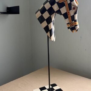 Horse head on stand (Black White checkered pattern)