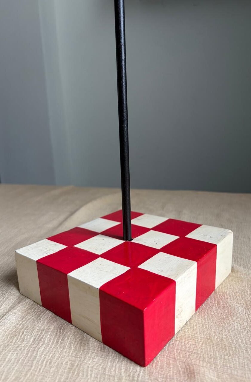 Horse head on stand (Red White checkered pattern) - Image 14